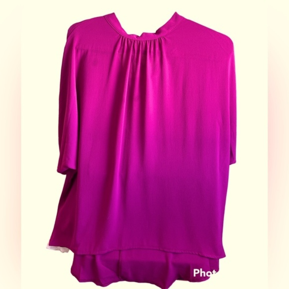 Purple/Pink beautiful blouse w/ tie around neck in back and Hi-Low hem line